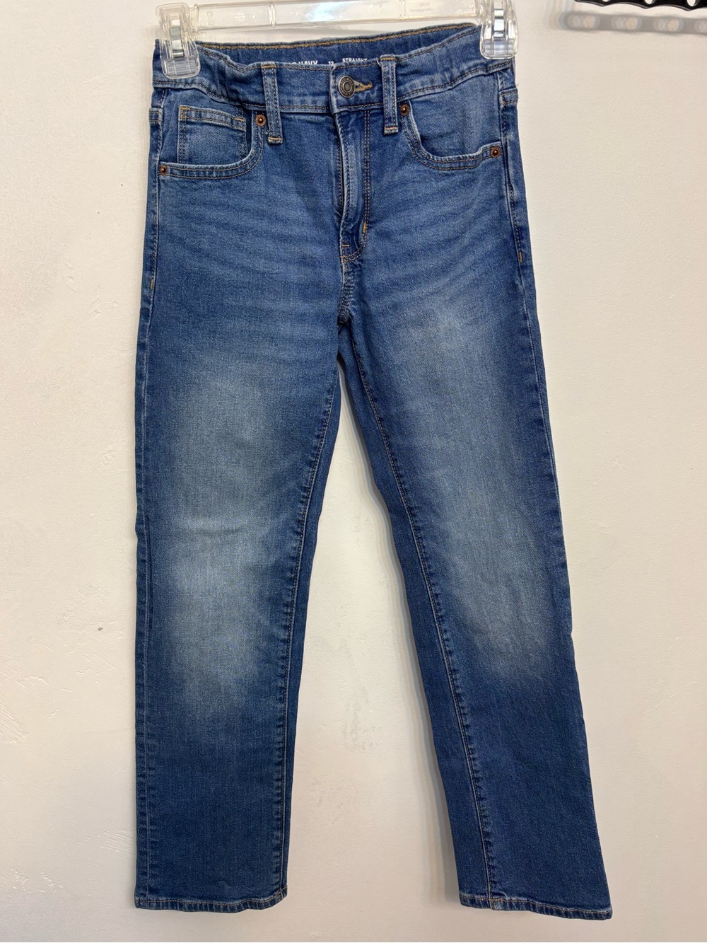 Old Navy Blue Built In Flex Straight Leg Denim Jeans Kids Boys Size 12 NWOT